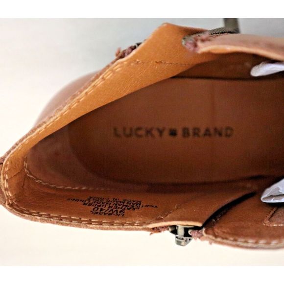 Lucky Brand LK-Basel Women's Sz 9W Toffee Brown Leather Basel Booties $140 - Picture 5 of 9